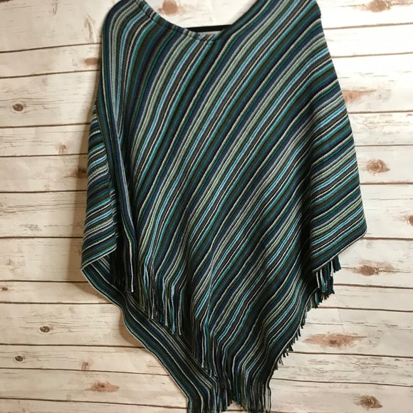 Blue Multi Hankerchief Poncho - Picture 2 of 8